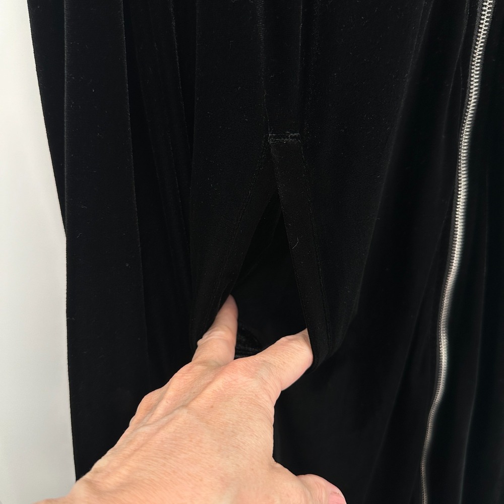 Juicy Couture Velvet Longline Bomber Jacket Duster Size Large Stretch Pockets - Picture 8 of 13